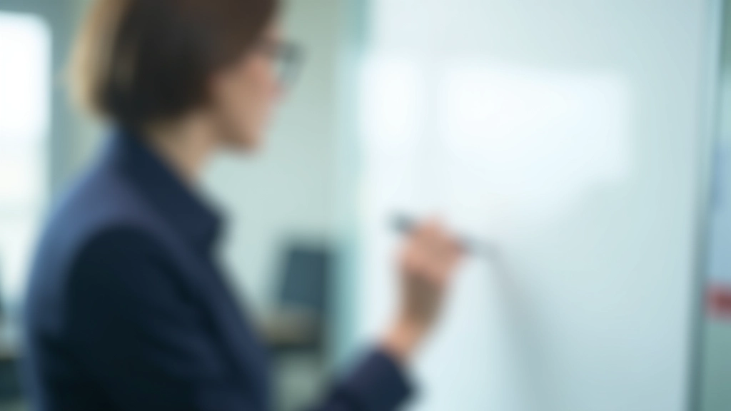 Person writing detailed notes on a whiteboard during a team meeting, multiple colored markers visible